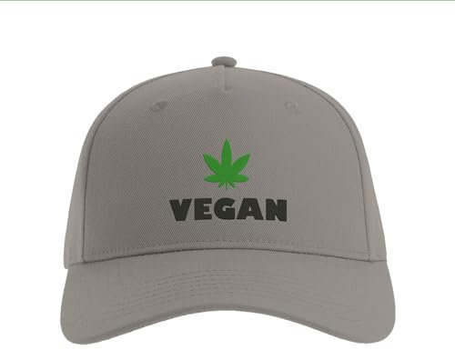 Vegan Marihuana Leaf Ganja Baseball Cap Bestickt Herren Mütze Unisex Sport Grau, grau, Einheitsgröße
