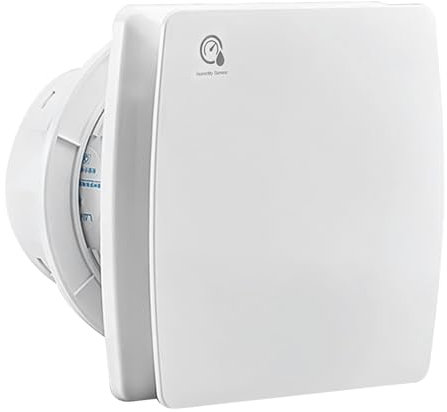 HERLLD Silent Bathroom Extractor Fan with Humidistat and Timer, 4'' / 100mm Bathroom Fan with Backflow Flap, 95m³/h | 12 Watt | 34dB - White