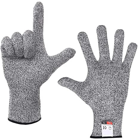 BINGNU Schnittfeste Handschuhe Grade 5 Food Grade Schnittfeste Handschuhe Küchenschutzhandschuhe for die Gartenarbeit Angeln Holzbearbeitung für Kochmesser, Metzger, Fleischschneiden(S(20cm))