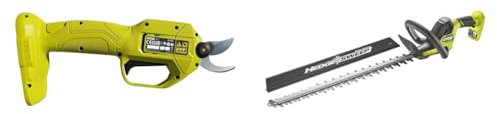 Ryobi RY18SCA-0 18V ONE+ Cordless Secateurs (Bare Tool), Black & RY18HT55A-0 18V ONE+ Cordless 55cm Hedge Trimmer (Bare Tool), 18 V