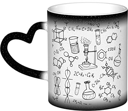 WSHFFILO Keramiktasse mit Chemie-Druck, Farbwechsel, hitzeempfindlich, Farbwechsel, Kaffeetasse