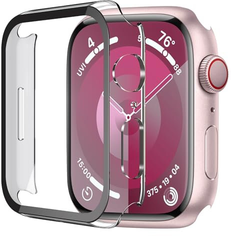 XunyLyee Funda para Apple Watch Series 9/8/7 45mm, Estuche Protector para Ultra-Thin Carcasa para iWatch 45mm, dureza 9H (Trasparente) 1 Piezas
