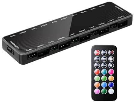 Argb PWM Lüfter-Hub, 5 V-3-polig, Argb PWM, RGB-Gehäuse, Lüfter-Hub – Lüftergeschwindigkeitsregler-Anschlüsse, Argb PWM RGB-Gehäuselüfter-Hub für Beleuchtungskomponenten
