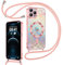 Kokio Coque Glitter Magnétique pour iPhone 12 Pro avec Cordon [Compatible avec MagSafe], Motif Coeur Transparente Etui pour Filles Femmes, Antichoc Silicone Housse pour iPhone 12 Pro Rose