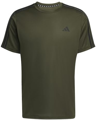 adidas Men's Train Essentials 3-Stripes Training Tee, Night Cargo/Black, M