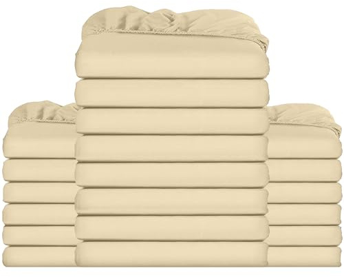 Utopia Bedding Fitted Sheet Bulk Pack of 20 Pieces - King, Beige - Deep Pocket - Easy Care Soft Brushed Microfibre Fabric - Shrinkage and Fade Resistant - Bottom Sheet