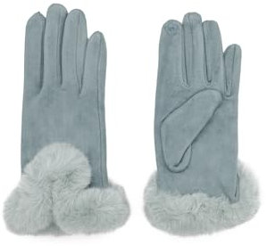 QUEEN HELENA G03 G03 Winterhandschuhe, warm, aus weichem Wildleder, elegant, für Damen, hellblau, Einheitsgröße