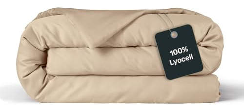 twenty:three Lyocell Deckenbezug 135x200 Creme Beige - 100% Tencel - Gewonnen aus Eukalyptus - Hochwertig - Nachhaltig - Atmungsaktiv - Luxus - Hypoallergen