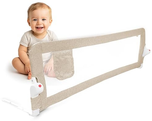 NooMii Rausfallschutz – faltbares Bettgitter 150×35×48,5 cm, Bettumrandung für Babybett, Kinderbett & Boxspringbett; Bettschutzgitter, Sicherheitsnetz; Sicherheit & Komfort für Babys & Kleinkinder