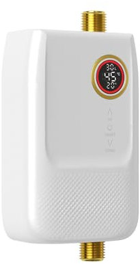 MEHOOSPVN Warmwasserspeicher Boiler 5500W 1-5L/min Warmwasserboiler Untertischgerät Kleinspeicher Elektrisch Druckfester Untertisch 30~55℃ Temperatur Einstellbarer Durchlauferhitzer 13.5*6.8*19.5cm