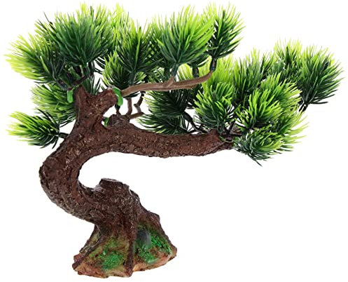 VANZACK Künstliche Fichte Aquarium Dekoration Realistischer Resin Baum Für Aquarien Wasserpflanzen Ornament Und Pflegeleicht Für Fischliebhaber