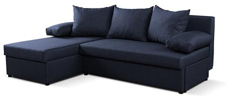NAWSTOL – Schlafsofa JAN mit Bettfunktion, 2 Bettkästen, Ecksofa, Couch, Soffa, Bettsofa, Couchgarnitur, (Links/rechts), große Farbauswahl (Dunkelblau)