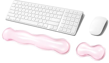 Gel Keyboard Wrist Rest Set, Clear Wrist Rest for Keyboard and Mouse, Ergonomic Keyboard Mouse Wrist Rest for Typing Pain Relief, Suitable for Office, Gaming, Computer, Laptop - Pink