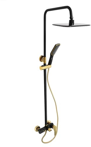 Brausegarnitur Goldener Brausekopf Duschsystem inklusive Handbrause höhenverstellbar,3 Auslässe,mit Obere Dusche,für Hotels, Heime, Badezentren, Resorts