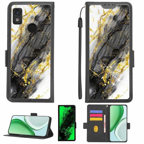 Aroepurt hülle Kompatibel Für Cat S52 Hülle Case Handyhülle Schutzhülle [Mit 9H Härte HD Schutzfolie][RFID-Blockierung][Goldglitter + Leuchtend] LPT-HDL