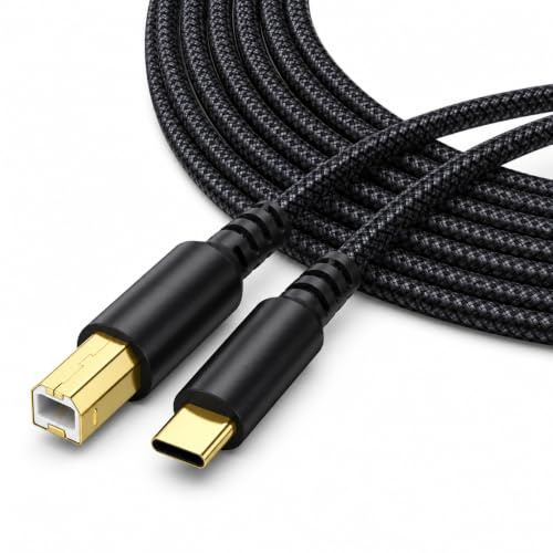 HARY USB B to USB C Printer Cable 2M, MIDI Cable for Keyboard | Yamaha Casio Digital Piano, Type C to USB 2.0 Data Connection, MIDI to USB C, HP Canon Epson, Audio Interface
