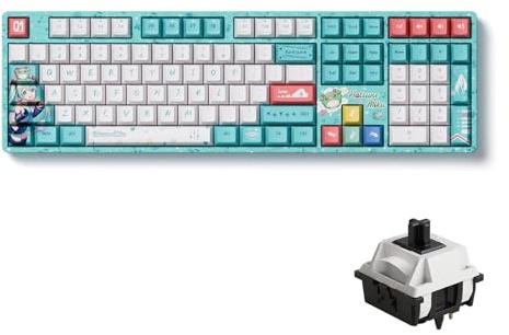 Akko Tastiera da gioco wireless 5108B Plus Tastiera da gioco Hatsune Miku Tastiera meccanica Tri-Mode sostituibile a caldo Retroilluminazione RGB, Interruttore pre-lubrificato per pianoforte