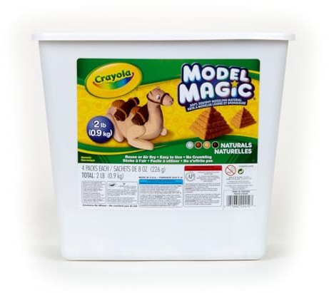 Crayola Model Magic Naturals, 4 Packs (8oz ea), Bulk Modeling Clay Alternative, Craft Supplies for Classrooms, 2 lb. Bucket