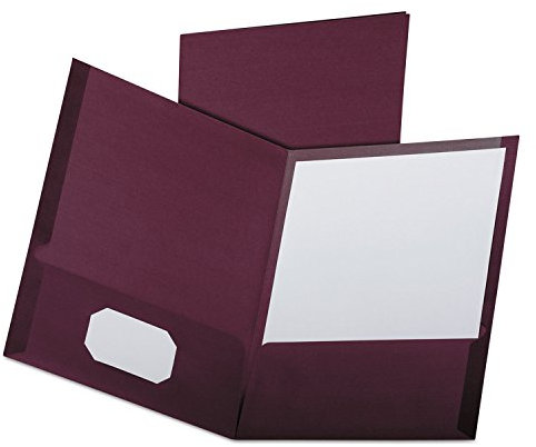 Oxford Ordner mit zwei Taschen, Leinen-Finish, Burgunderrot, 25 Stück pro Box
