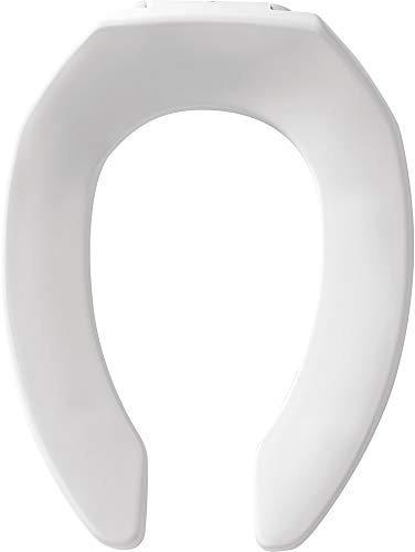BEMIS 1955CTFR 000 Commercial Heavy Duty Open Front Toilet Seat without Cover that will never slam, never loosen & Reduce Call-backs, ELONGATED, Plastic, White