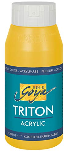 KREUL 17030 - Solo Goya Triton Acrylfarbe gold, 750 ml Flasche, schnell und matt trocknend, Farbe auf Wasserbasis, in Studioqualität, vielseitig einsetzbar, gut deckend und ergiebig