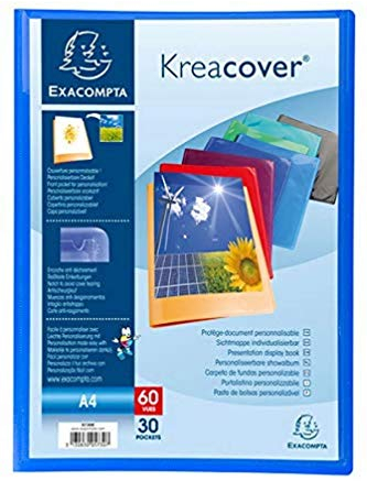 Exacompta 5730E Sichtmappe KeaCover aus Kunststoff DIN A4 mit 30 Klarsichthüllen, 60 Sichten, perfekt für die Schule und das Büro Aktenhülle, Prospekthülle, 1 Stück Zufallsfarbe