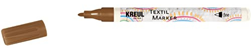 KREUL 90664 - Textil Marker fine, Braun, Strichstärke circa 1 bis 2 mm, Stoffmalstift für helle Stoffe & Textilien, waschecht nach Fixierung