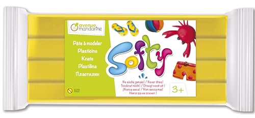 MY MANDARINE SO0870500700C - Block Knetmasse Softy, 500g, ideal ab 3 Jahren, sehr weich, glutenfrei, pflanzlich, Gelb, 1 Stück