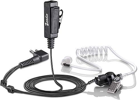 zeadio Surveillance Covert Air Acoustic Tube Walkie Talkie Earpiece Headset with Push-To-Talk Microphone for Motorola 2 Pin Two Way Radio