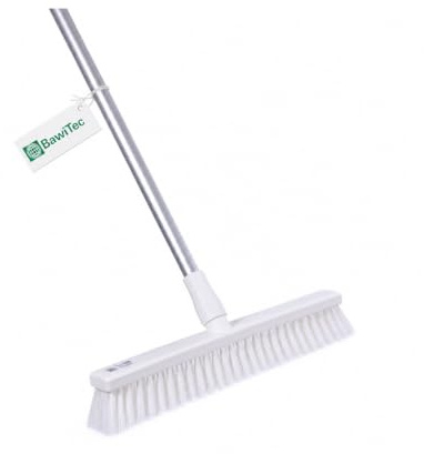 Profi Hygiene Besen 40cm weiße PBT-Borsten mit Stiel Alustiel 145cm Lang