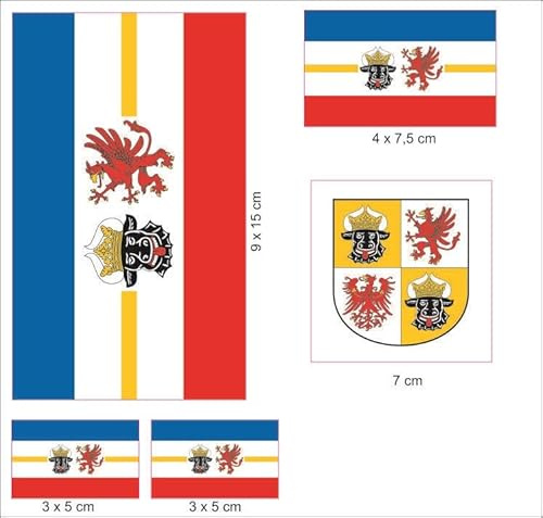 U24 Aufkleberbogen Mecklenburg-Vorpommern Aufkleber Set Flagge Fahne