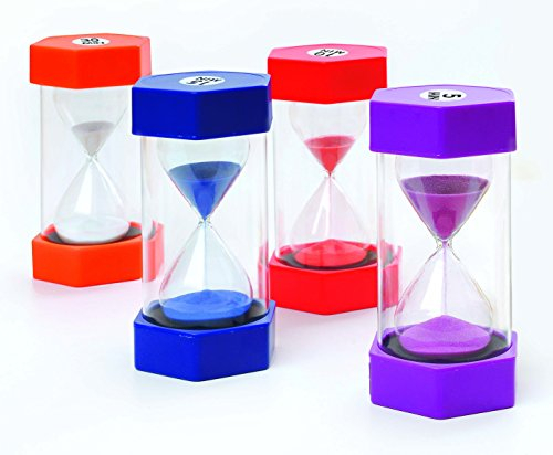 MAXI SANDUHREN 4er Set - 5, 10, 15, 30 Minuten - Schule - große Zahnputzuhr für Kinder