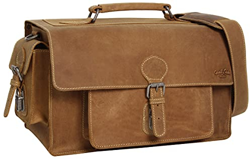 Gusti Kameratasche Leder - Noah mit herausnehmbarem Objektivfach geeignet für Canon Nikon Olympus Ledertasche Braun Leder