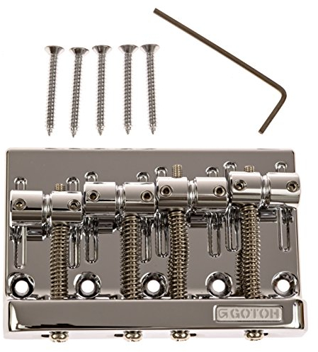 Gotoh Chevalet de basse en chrome (201B-4) – précision 4 cordes – soutien maximal et meilleur son pour Fender Bass – utilisation pour droitier ou gaucher