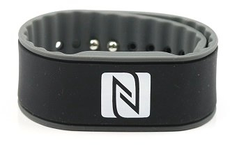 NFC Armband Silikon, individuell programmierbar, wasserfest, flexibel, verstellbar, NTAG 216, 924 Byte, 260 x 27 x 5 mm, Schwarz