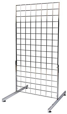 Panneau d'affichage à poser au sol en maille - 0,6 m de large x 1,5 m de haut - Chrome - Pour magasin de détail et rangement à la maison