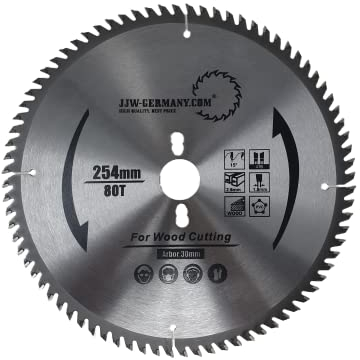 Lame de scie circulaire HM nouvelle génération 254 x 3,2 x 30 avec denture alternée 80 dents HM, coupe fine pour Metabo KGS 254 M et Metabo KGS 254 M Plus