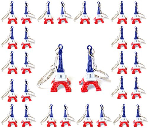 AKER Lot de 50 porte-clés Tour Eiffel Pairs souvenir couleur drapeau français 4,5 x 2 cm cadeaux