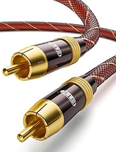 EMK Digital Coaxial Audio Cable - Subwoofer Cable RCA to RCA - Dual Shielded - Gold-Plated - Orange (6.6Ft/2Meters)