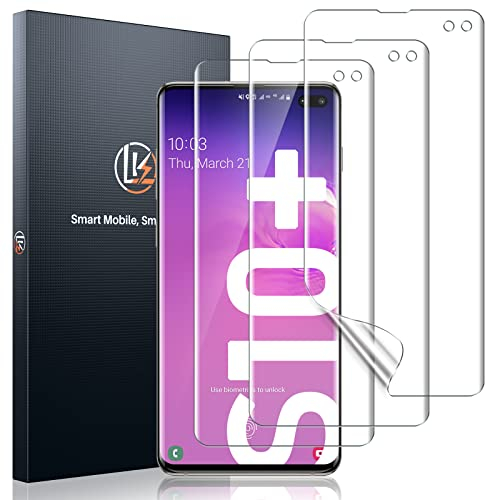LK - Juego de 3 protectores de pantalla compatibles con Samsung Galaxy S10 Plus/S10+ (6,4 pulgadas), protector de pantalla flexible de TPU para pantalla curvada antiarañazos y sin burbujas de aire