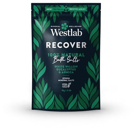 Westlab - 1kg - Recover Epsom Salts Infused with White Willow & Eucalyptus - Soothe Sore Muscles and Boost Recovery - Resealable Pouch