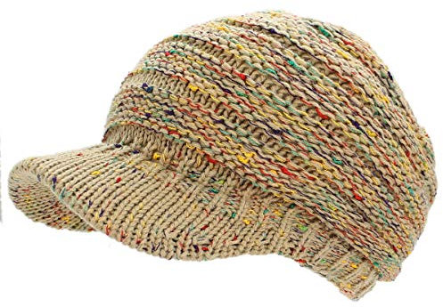 dy_mode Strickmütze Damen Schirmmütze Winter Mütze Einfarbig Bunt - A082 (A315-Beige)