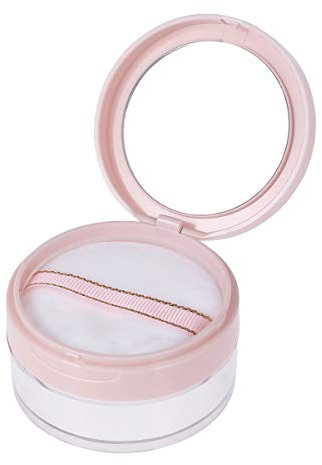 Minkissy Empty Makeup Powder Case Container with Loose Face Powder Puff Compact Case Jars Refillable Powder Bottle with Mirror Powder Holder (Pink)