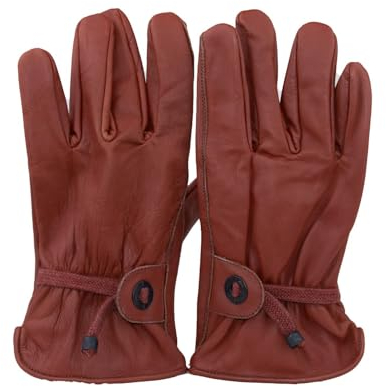 Black Jungle Handschuhe Leder für Reiter und Biker. Damen, Herren, Gloves (L, Braun)