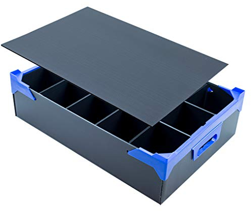 Caterbox Small Glassware Storage Box with Lid and Protective Dividers used for Storing and Moving Whiskey, Rocks, Liqueur & Half Pint Glasses | 15 Cells - MAX Glass Size: H120 x W95mm