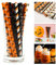 Qipiray Lot de 50 pailles en papier pour Halloween - Motif : rayures orange et noir - Pour la maison, le bar, Halloween, les fêtes en plein air - Biodégradables