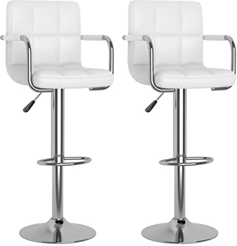 vidaXL 2X mit Armlehnen Drehbar Höhenverstellbar Küchenhocker Barstuhl Tresenhocker Thekenhocker Tresenstuhl Bistrohocker Weiß Kunstleder