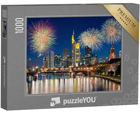 puzzleYOU: Puzzle 1000 Teile „Feuerwerk über Frankfurt am Main, Deutschland“ – aus der Puzzle-Kollektion Frankfurt, Deutsche Städte, Deutsche Großstädte