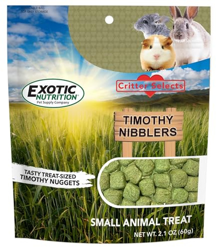 Timothy Nibblers - 100% All Natural, High Fiber, Sun Cured Timothy Grass Treat - Rabbits, Guinea Pigs, Chinchillas, Degus, Prairie Dogs, Tortoises, Hamsters, Gerbils, Rats & Small Pets (2 Ounce)