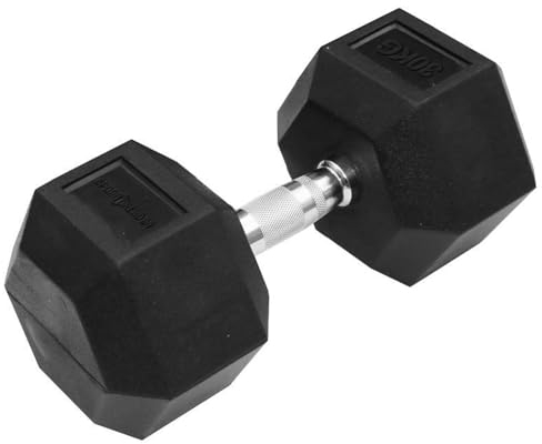 Sporttrend 24® Hexagon Hantel 1-50KG, Einzeln, verchromter Griff | sechseckige Kurzhantel, rutschfeste Kompakthantel, gummierte Hex Hanteln